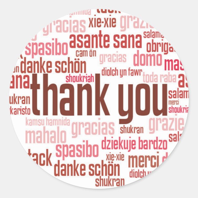 Adesivo Obrigado, colorido selo vermelho colorido (Frente)