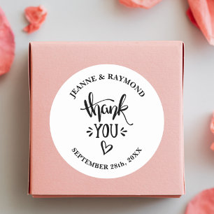Adesivo Obrigado com Amor Estiloso Favor de Casamento Bran