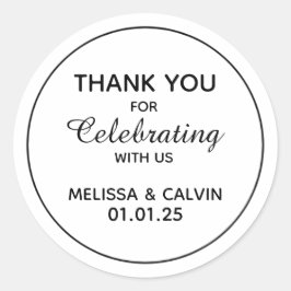 Adesivo Obrigado, comemorando conosco, presentes de casame