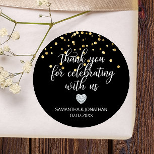 Adesivo OBRIGADO comemorando o casamento Dourado PRETO