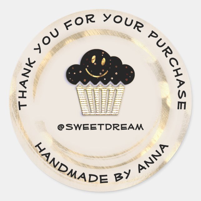 Adesivo Obrigado Comprando Chocolate Muffin Smile Pó (Frente)