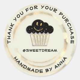 Adesivo Obrigado Comprando Chocolate Muffin Sorria Dourada