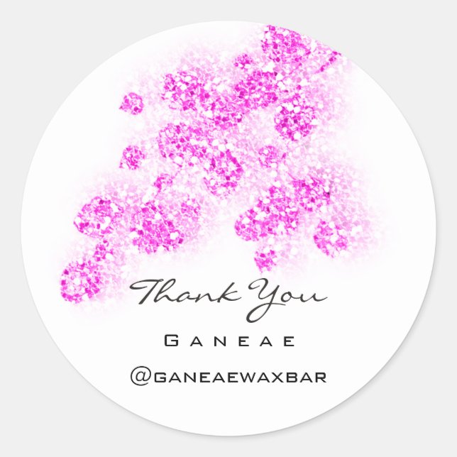 Adesivo Obrigado Comprando Glitter Rosa Girly Drives Flora (Frente)