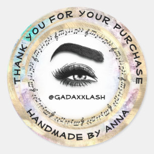 Adesivo Obrigado Comprando Makeup Artist Lash Studio Music