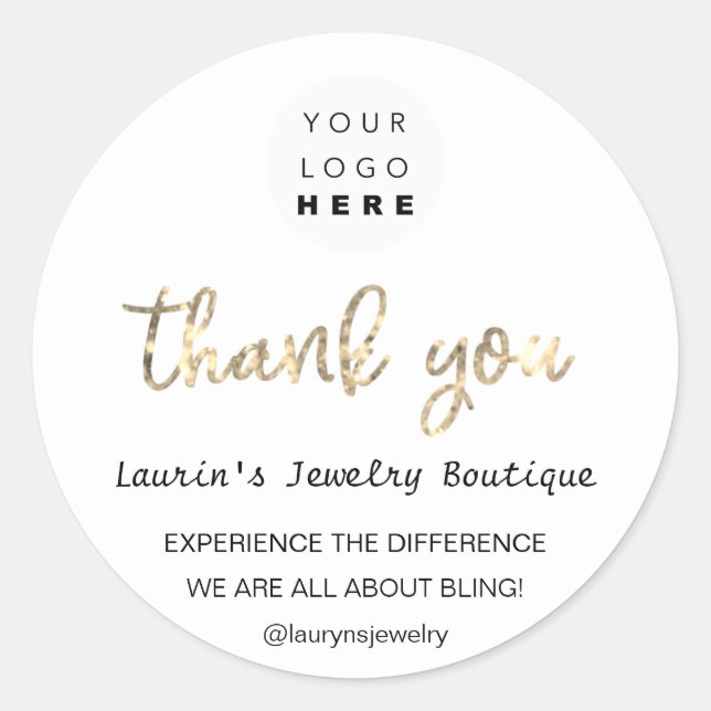 Adesivo Obrigado Comprando Nome Logotipo Código QR Script  (Frente)