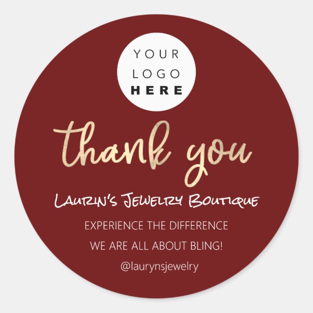 Adesivo Obrigado Comprando Nome Logotipo Código QR Script  (Frente)