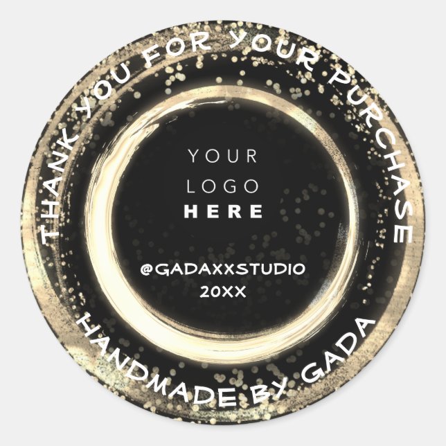 Adesivo Obrigado, Comprando o Black Modern, feito à mão, D (Frente)