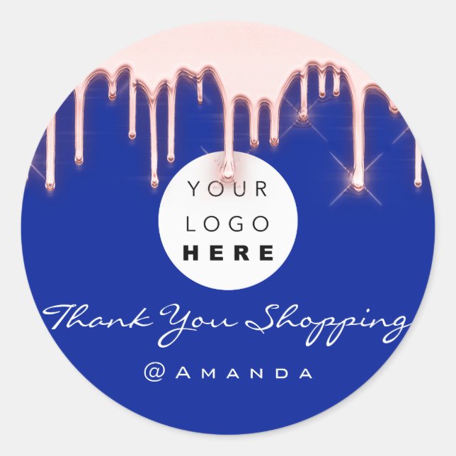 Adesivo Obrigado Comprando o nome Logotipo Rosa Marinho (Frente)