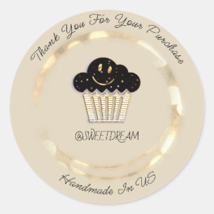 Adesivo Obrigado Compre Chocolate Muffin Pastel Dourado So
