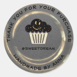 Adesivo Obrigado Compre Sereia Muffin Kraft Sorria Cinza