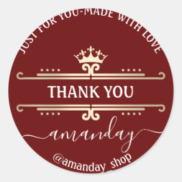 Adesivo Obrigado Compro Web Boutique Coroa Real Dourada