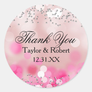 Adesivo Obrigado cor-de-rosa das luzes da faísca você