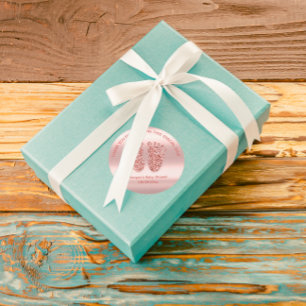 Adesivo Obrigado cor-de-rosa do favor do chá de fraldas