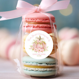 Adesivo Obrigado cor-de-rosa elegante do favor do chá de