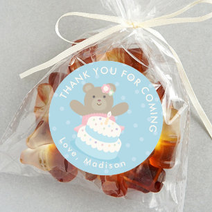 Adesivo Obrigado cor-de-rosa feminino do aniversário de