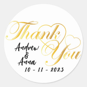 Adesivo obrigado coração dourado