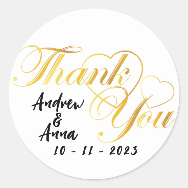 Adesivo obrigado coração dourado (Frente)