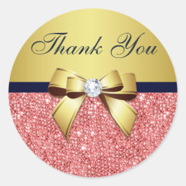 Adesivo Obrigado Coral Sequins Dourados Marinho Diamantes 
