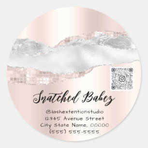 Adesivo Obrigado Cosméticos Logotipo QR Código Rosa Cinza