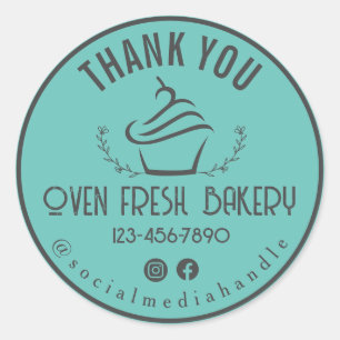 Adesivo Obrigado Cupcake De Bakery Mint Green