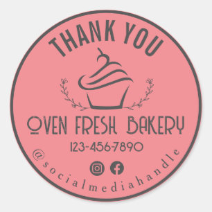 Adesivo Obrigado Cupcake Rosa