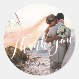 Adesivo Obrigado customizável do casamento da foto você