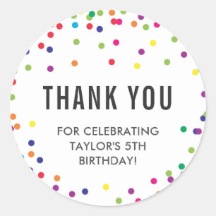 Adesivo Obrigado da festa de aniversário do arco-íris vo