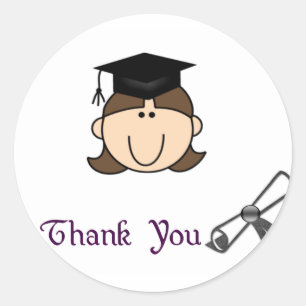 Adesivo Obrigado da graduação da menina do cabelo escuro