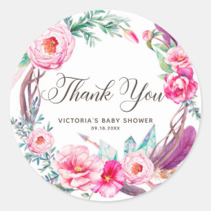 Adesivo Obrigado da grinalda das peônias do rosa da