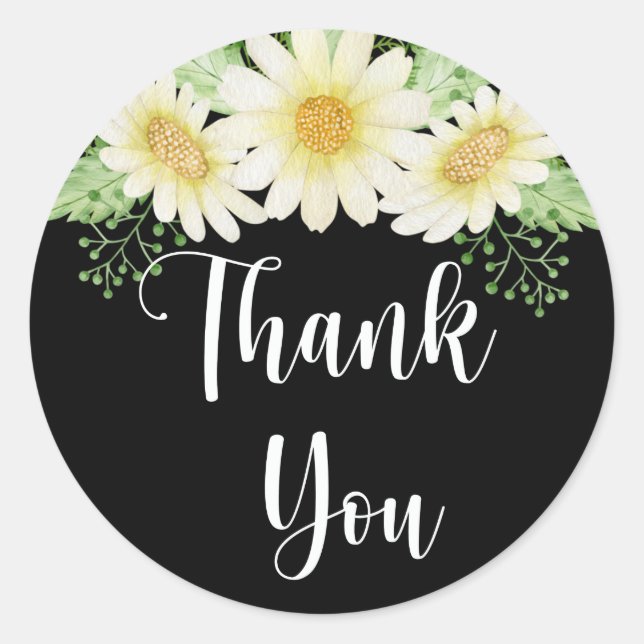 Adesivo Obrigado Daisy Flowers Black (Frente)