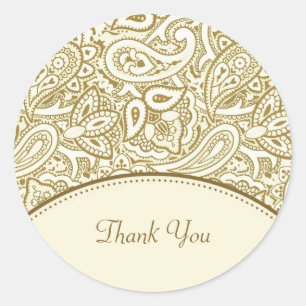 Adesivo Obrigado damasco luxuoso de Paisley do ouro e do
