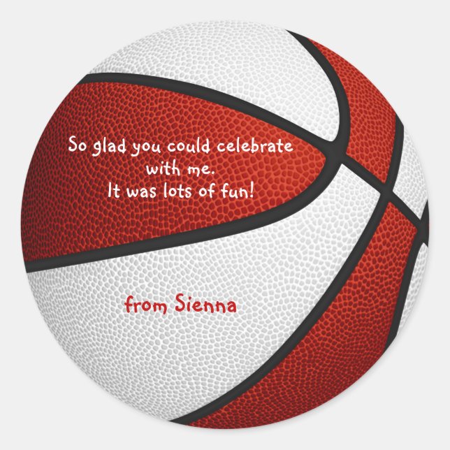 Adesivo obrigado das garotas brancas de basquete (Frente)