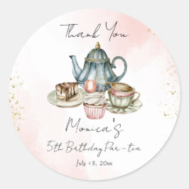 Adesivo Obrigado de aniversário azul rosa para a festa do 