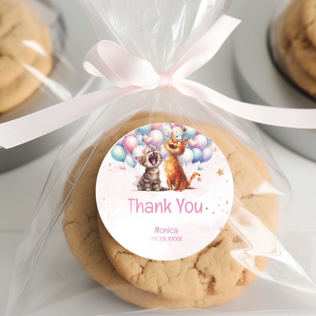 Adesivo Obrigado de aniversário de criança meow-gical (Criador carregado)