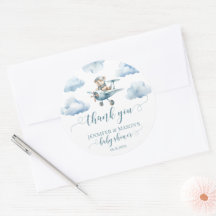 Obrigado de avião do urso, seu bebê, colante redon