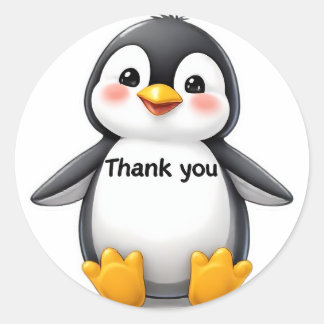 Adesivo "Obrigado" de Bebê Pinguim Fofo