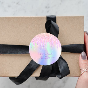 Adesivo Obrigado de brilho monocórnico holográfico para 