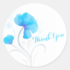 Adesivo Obrigado de casamento azul de flor d'água, seu ade