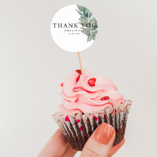 Adesivo Obrigado de casamento botânico moderno