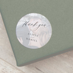 Adesivo Obrigado de casamento de fotos modernas a favor