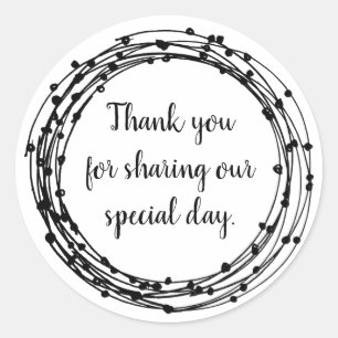 Adesivo Obrigado de casamento de fronteira floral