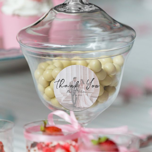 Adesivo Obrigado de casamento de imagens boêmicas minimali (Criador carregado)