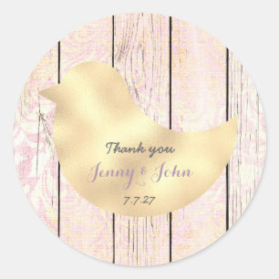 Adesivo Obrigado de Casamento de Rosa Dourada de Shabby Ru