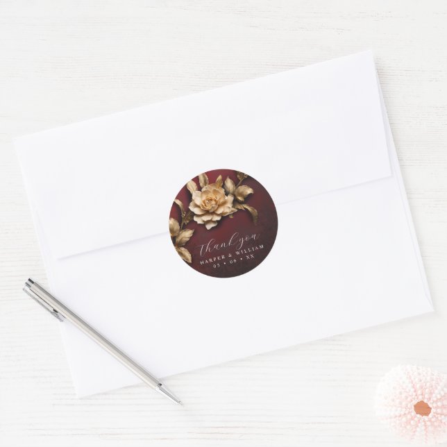 Adesivo obrigado de casamento do rosa ouro (Envelope)