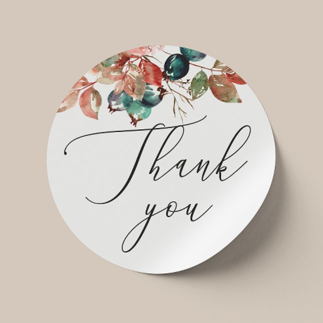 Adesivo Obrigado de casamento floral de mirtilo de cacheri (Criador carregado)