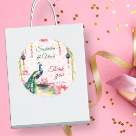 Adesivo Obrigado de casamento índia Peacock lotus você é a