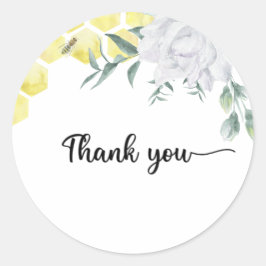 Adesivo Obrigado de chá de fraldas de abelhas