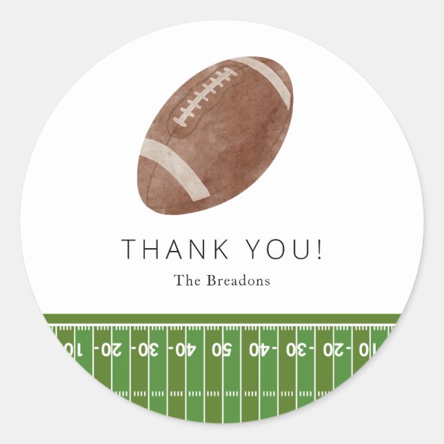 Adesivo Obrigado de Chá de fraldas de futebol, seu autocol (Frente)