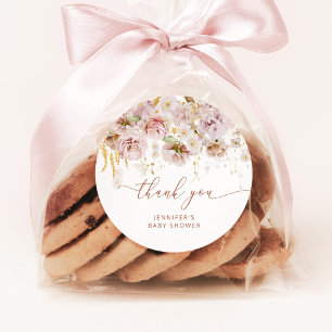 Adesivo Obrigado de chá de fraldas floral do Boho