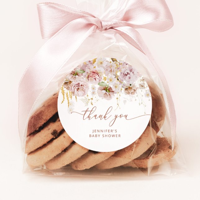 Adesivo Obrigado de chá de fraldas floral do Boho (Criador carregado)